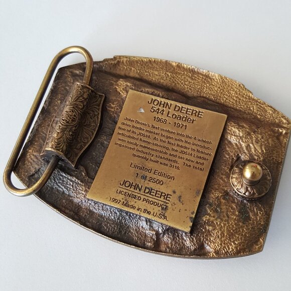 John Deere Model 544 Four Wheel Drive Loader 1997 Brass Belt Buckle Limited Edit - Picture 4 of 7
